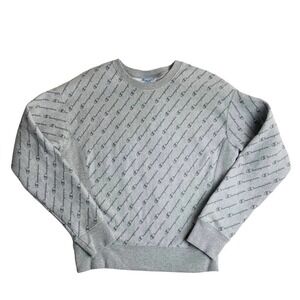 🍀 Champion Women’s Small Gray Reverse Weave All Over Logo Crewneck Sweatshirt